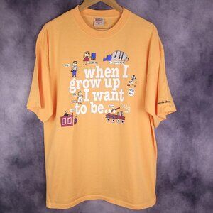 Vintage 90s Save the Children When I Grow Up whimsical cute orange cream shirt